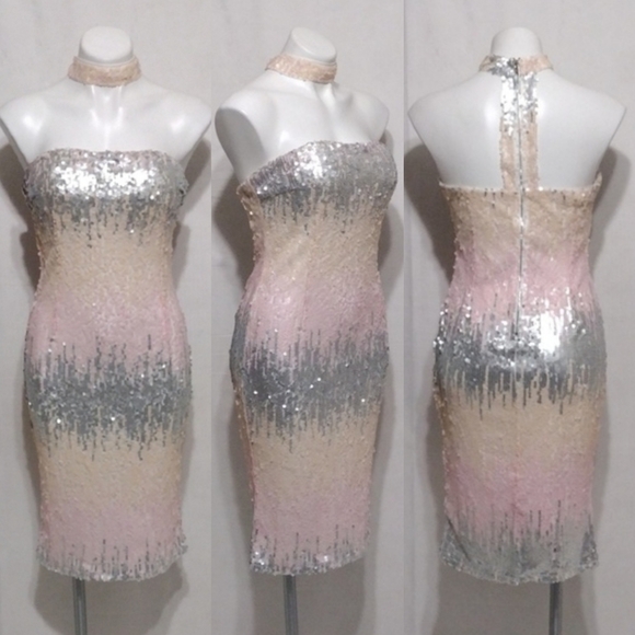 L'Atiste By Amy Dresses & Skirts - L’Atiste NWT Ombre Sequin Bodycon Dress Strapless High Neck Party Cocktail Large